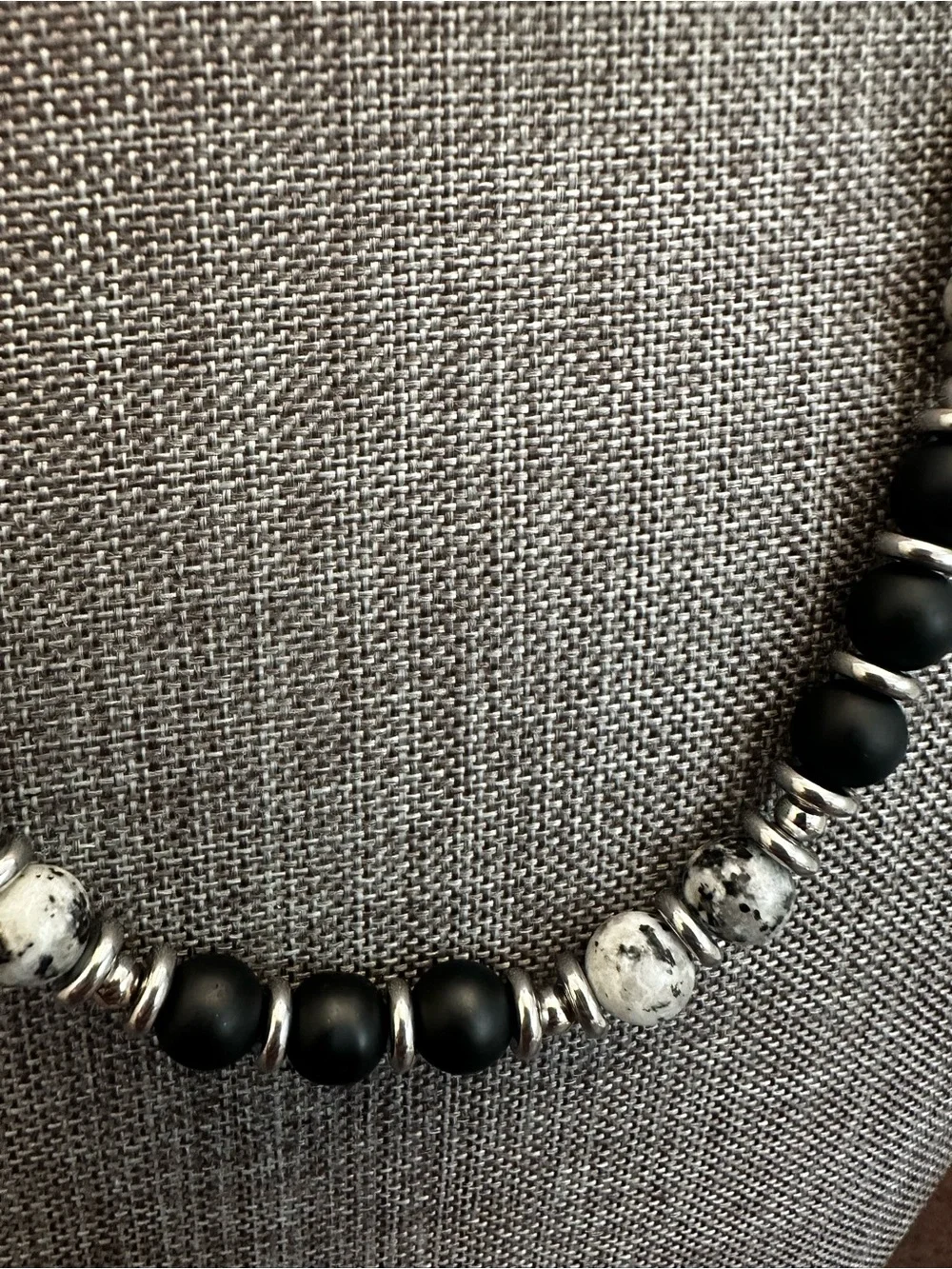 Black & White Beaded Necklace - Elegant Unisex Jewelry